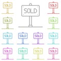 Sold, nameplate multi color icon. Simple thin line, outline  of real estate icons for ui and ux, website or mobile Royalty Free Stock Photo