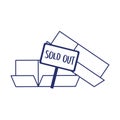 Sold out banner and boxes vector design