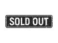 Sold out black grunge stamp rectangle isolated on white background, sale textured badge template. Royalty Free Stock Photo