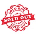 Sold out - grunge red sticker Royalty Free Stock Photo