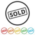 Sold Out icon vector over a white background Royalty Free Stock Photo