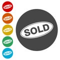 Sold Out icon vector over a white background Royalty Free Stock Photo