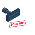 Sold out rubber stamp. Red grunge stamp. Vector illustration flat design. Royalty Free Stock Photo