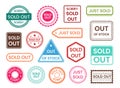 Sold out stamp, out of stock shopping sale label set Royalty Free Stock Photo