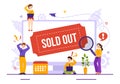 Sold Out Vector Illustration with Shopping Message or Special Offer that Indicates the Product is Sold in Cartoon Hand Drawn
