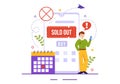 Sold Out Vector Illustration with Shopping Message or Special Offer that Indicates the Product is Sold in Cartoon Hand Drawn