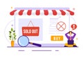 Sold Out Vector Illustration with Shopping Message or Special Offer that Indicates the Product is Sold in Cartoon Hand Drawn