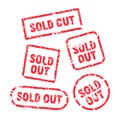 Sold out vector red stamp grunge sign. Sold banner seal sticker icon label design Royalty Free Stock Photo