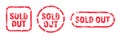 Sold out vector red stamp grunge sign. Sold banner seal sticker icon label design Royalty Free Stock Photo