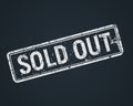 Sold out white grunge stamp on chalkboard, sale badge template in a grunge style, vector illustration. Royalty Free Stock Photo