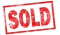 Sold in red ink stamp Royalty Free Stock Photo