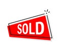 Sold red label on white background. Vector illustration. Royalty Free Stock Photo