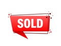 Sold red label on white background. Vector illustration. Royalty Free Stock Photo