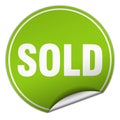 Sold round green sticker