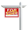 Sold For Sale Real Estate Sign Isolated on a White Background with Transparent PNG Option. Royalty Free Stock Photo