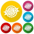 Sold sign, icons set with long shadow Royalty Free Stock Photo