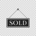 Sold sign isolated on transparent background. Sold sticker. Sold signboard