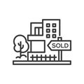 Sold sign - line design single isolated icon