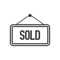 Sold Sign Outline Flat Icon on White