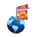 Sold sign on planet Earth illustration Royalty Free Stock Photo