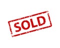 Sold sign sticker. Stamp vector texture.