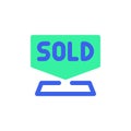 Sold signboard icon vector