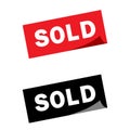 Sold square sticker illustration collection. Sold vector icon set. marketing sign.