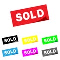 Sold square sticker illustration collection. Sold vector icon set. marketing sign.