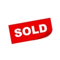 Sold square sticker. Vector