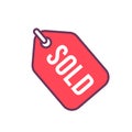 Sold tag icon for product auction isolated vector