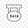 Sold vector icon isolated on transparent background, linear Sold