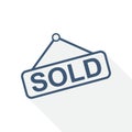 Sold vector illustration, real estate information flat design icon in eps 10 Royalty Free Stock Photo