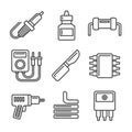 Solder Icons Set on White Background. Line Style Vector