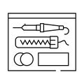 soldering components electronics line icon vector illustration