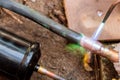 Soldering copper pipe with blow torch