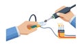 Soldering Electronic Components: Precision Work & Tech Repair, vector design Generative AI Royalty Free Stock Photo