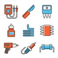 Soldering Icons Set on White Background. Vector