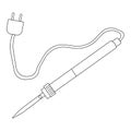 Soldering iron outline icon, power tool for soldering