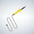 Soldering iron with a yellowhandle. Electronic equipment. Royalty Free Stock Photo