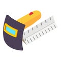 Soldering tool icon isometric vector. Soldering iron equipment and welder mask