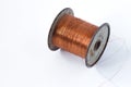 Soldering wire reel on white background . Royalty Free Stock Photo