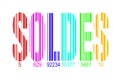 Soldes, meaning sales in French, rainbow barcode