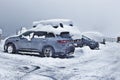 SOLDEU, ANDORRA - FEBRUARY 12, 2017: Cars on the parking in snow