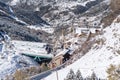 Soldeu, Canillo, Andorra on an autumn morning in its first snowfall of the season. You can see almost completed the works of the t