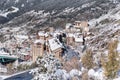 Soldeu, Canillo, Andorra on an autumn morning in its first snowfall of the season. You can see almost completed the works of the t