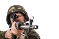 Soldier aiming a rifle Royalty Free Stock Photo