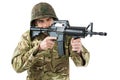 Soldier aiming with a rifle Royalty Free Stock Photo
