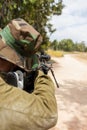 Soldier aiming with a sniper rifle Royalty Free Stock Photo