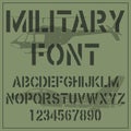 Soldier alphabet. Military design set. Army design elements