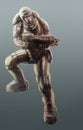 Soldier in armor suit. Science fiction illustration. Royalty Free Stock Photo